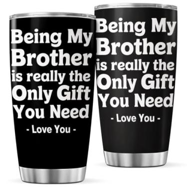 Imagem de KOIXA Being My Brother Only Gift You Need Copo de aço inoxidável 590 ml para família de irmãos aniversário ou feriado presente gelado isolado bebida viagem garrafa calor