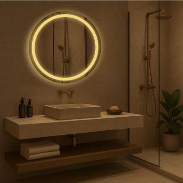 Imagem de Espelho Jateado Led Decorativo Luxo Quarto Sala Banheiro Hall Bivolt -