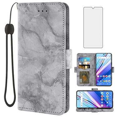 Imagem de Asuwish Capa de telefone para BLU G91 Pro com protetor de tela de vidro temperado e capa carteira de mármore flip porta-cartão suporte suporte de couro acessórios de celular azul G 91 G91Pro 2022