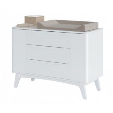 Imagem de Cômoda Sambalelê Prime 3 Gavetas e 2 Portas com Sistema Push to Open e Cantos Arredondados Madeira Maciça Original Divicar ® (Branco)