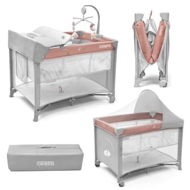 Imagem de Berço Portátil SleepGuard Dobrável para Recém Nascidos e Bebês com Estrutura Segura e Confortável (Rosa)