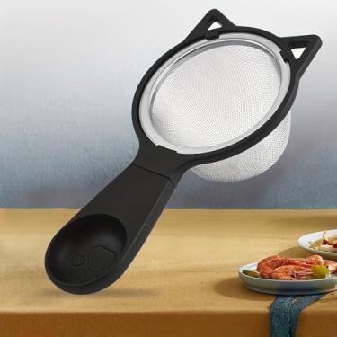 Imagem de Coador multifuncional de malha fina de aço inoxidável - ideal para café, chá, peneiração de farinha e muito mais - Utensílio essencial de cozinha para cozinhar e preparar alimentos (preto)