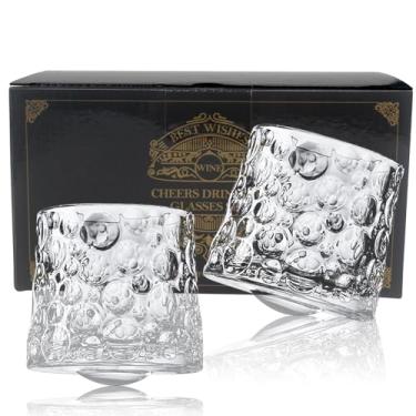 Imagem de hisptgo Copos de uísque, copo de uísque de cristal sem chumbo com caixa de presente para uísque, bourbon, vodca, uísque, perfeito para festas, bares, restaurantes e famílias (gota d'água, 2 unidades