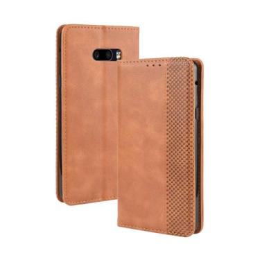 Imagem de Capa para LG V50S ThinQ,Retro Flip magnético,Caso de telefone de couro PU,Design de carteira com 3 slots de cartão e 1 clipe de dinheiro -Brown