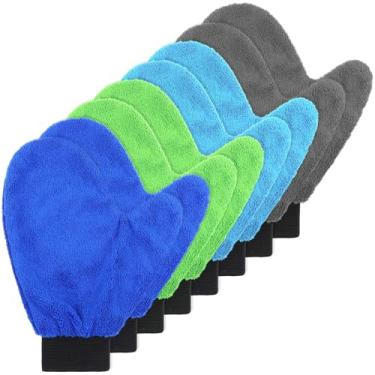 Imagem de DOPENSPI Pacote com 8 luvas de limpeza de microfibra, luvas de limpeza reutilizáveis laváveis em 4 cores com punhos elásticos de polegar para carro, roda, casa, móveis, persianas, cozinha, poeira