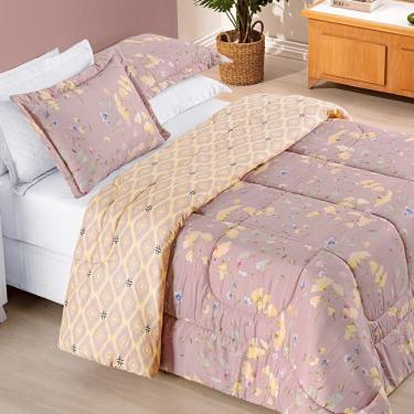 Imagem de Kit Edredom Dupla Face 2,40m  x 2,20m Bouti 03 Peças - Lavanda