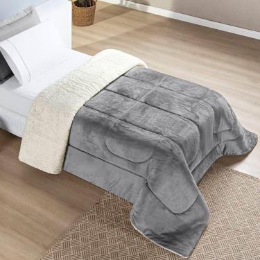 Imagem de Edredom Solteiro Coberdrom Sherpa-mantinha Everest 1 Peça Cinza