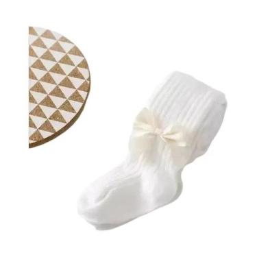 Imagem de Meia-Calça Infantil de Algodão com Laço - Cintura Alta para Bebês e Me