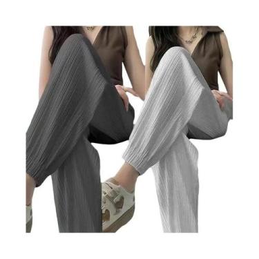 Imagem de Calça Harém Feminina Slim - Perna Larga, Cintura Elástica e Compriment