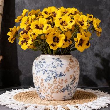 Imagem de Chinoiserie Decor Vaso azul e branco - Vaso de flores vintage de fazenda (azul)