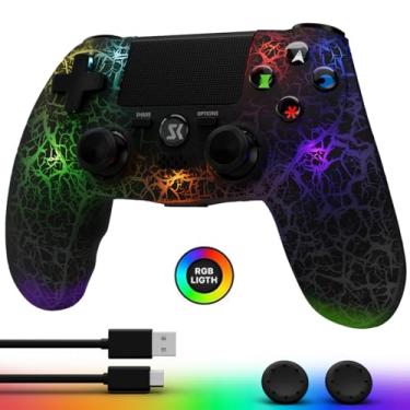 Imagem de CHENGDAO Controller for PS4, Wireless Controllers for PlayStation 4/Pro/Slim, Remote Control with Adjustable RGB Light/1000mAh Battery/6-Axis Motion Sensor/Double Vibration/3.5mm Audio Jack, Black