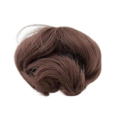 Imagem de Peruca de boneca 1/8 bjd sd cabelo castanho castanho curto fibra de alta temperatura estilo cauda de lobo antigo conjunto de cabelo em branco