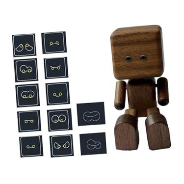 Imagem de IEUDNS Acessório de madeira em forma de boneco tremendo para painel de carro, multiuso, feito à mão, para decoração de mesa, escritório, caminhão, prateleira, Marrom Escuro