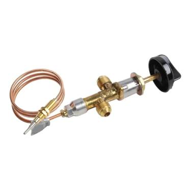 Imagem de Kit de válvula controle gás com botão e fio termopar para churrasqueiras lareiras externas - Acessórios seguros para gerenciamento fluxo