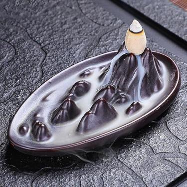 Imagem de Queimador de incenso de refluxo, móveis domésticos criativos, artesanato de cerâmica, ornamentos zen, vista de sândalo de refluxo da recompensa transfronteiriça de Peixes (Shanfeng) 14 x 8 x 5 cm)