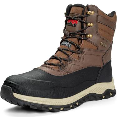 Imagem de R CORD Botas de neve masculinas impermeáveis com isolamento térmico botas de inverno masculinas para caminhadas de inverno botas táticas militares de alta tração, Marrom, 44