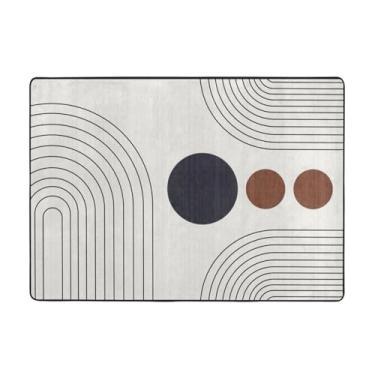 Imagem de Boho 2x3 Tapete moderno minimalista linha abstrata tapete de área para entrada meados do século moderno lavável à máquina tapete contemporâneo antiderrapante impresso tapete de piso baixo para cozinha