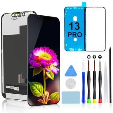 Imagem de Brinonac Kit de substituição de tela para iPhone 13 Pro, conjunto de montagem de moldura digitalizador de tela sensível ao toque 3D de 6,1 polegadas com ferramentas de reparo, adesivo e vidro