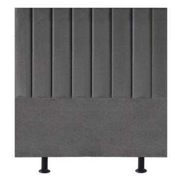 Imagem de Cabeceira Estofada Cama Box Solteiro 90 Cm Marina Suede cinza