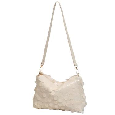 Imagem de Bolsa feminina de lantejoulas, bolsa de ombro brilhante, bolsa de compras de grande capacidade, bolsa de moedas combinando, bolsas clutch para festa, Damasco, 24cm X 9cm X 15cm