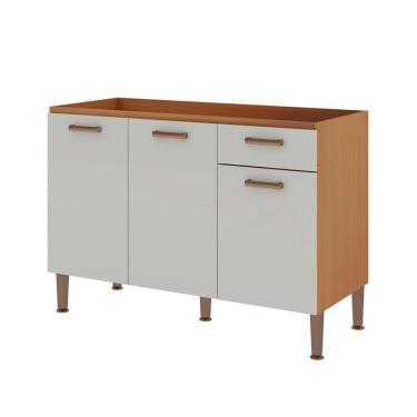 Imagem de Balcão para Pia Essência 100% MDF 3 Portas 1 Gaveta Freijó e Off White