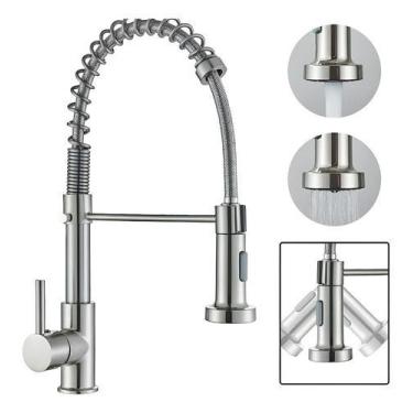 Imagem de Torneira Cozinha Monocomando Inox Gourmet Bancada Extensível Escovado 