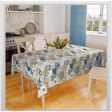 Imagem de Toalha de Mesa Grande Oxford 350x140 para Mesa Rústica 10 a 12 Lugares Lisa ou Estampada Decorativa (BULE AZUL)