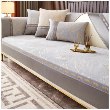 Imagem de SPXMQSS Capa de sofá para sofá, capa de sofá macia de chenille de 1/2/3/4 lugares, universal antiderrapante em forma de L, capa protetora de móveis para sala de estar A 110 x 110 cm