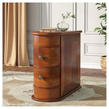 Imagem de SPXMQSS SPXMQSS Mesa de cabeceira com gaveta, mesa de canto estreita com 2 gavetas mesa de cabeceira de madeira maciça com armazenamento sem necessidade de montagem para quarto sala de estar 60 x 27 x