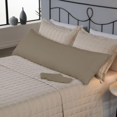 Imagem de Capa de Travesseiro de Corpo Fofuxão 146x46cm – 180 Fios (80% Algodão) com Zíper – Fronha Xuxão Macia e Resistente (Marrom)