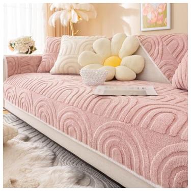 Imagem de SPXMQSS Capa de sofá, capas de sofá espessas antiderrapantes e macias, capas de almofada laváveis, capa de sofá universal em forma de L, protetor de móveis D 110 x 110 cm