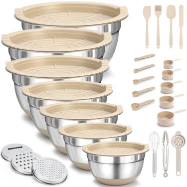 Imagem de Conjunto de 27 Peças, Bowl, Bowl Inox, Tigela Inox, Tigela, Bowls, Vem com Um Ralador, Copo Medidor e Colher e Vários Acessórios