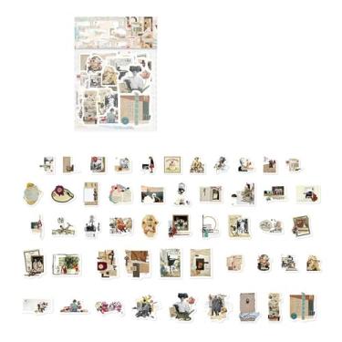 Imagem de 100 folhas de adesivos vintage para scrapbook DIY, agenda, álbum de fotos, diário de lixo - adesivos decorativos com padrões ricos