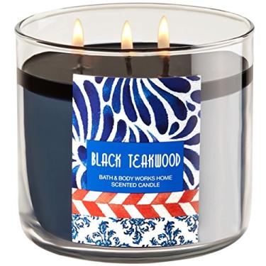 Imagem de Vela de madeira de teca preta com 3 pavios, Bath and Body Works