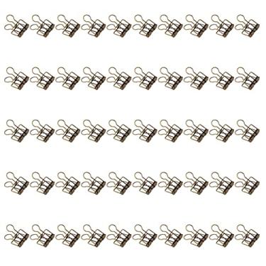 Imagem de Clipes de pasta Grampos de papel Grampos de pasta de metal 50 unidades Força de fixação forte Design oco para documentos de escritório, escola e casa Material de ferro 32 mm (Bronze)