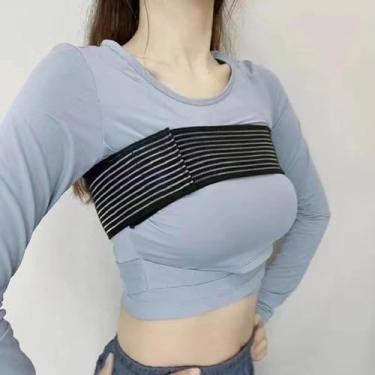 Imagem de 1 alça de peito de corda de pular preta, agitação, esportes à prova de choque e respirável, compressão, alça de envolver o peito que não agita