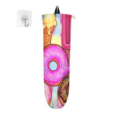 Imagem de xigua Suporte de parede bonito para saco de plástico de sorvete com cordão, pacote com 2, organizador de sacolas de compras reutilizáveis, decoração para bolsas, meias, roupas íntimas e gravatas