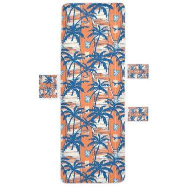 Imagem de STAYTOP Capa de toalha de espreguiçadeira de palmeiras coloridas havaianas, capa de espreguiçadeira macia, capas de cadeira de praia com bolsos para jardim ao ar livre, pátio, pátio, banhos de sol