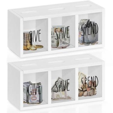 Imagem de Cofrinho para crianças, caixa de economia para adultos para notas e moedas, caixa de dinheiro para dinheiro, caixa de economia de dinheiro de madeira para meninos e churrasqueiras, mealheiro infantil