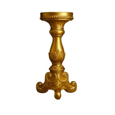 Imagem de Castiçal em Resina Dourada – Tamanho P M G Elegância Clássica para Sua Decoração(Castiçal G)