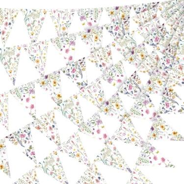 Imagem de Weekgrat Peças De Decoração Para Chá Bebê Com Flores Silvestres, Guirlanda Papel Flâmulas Casamento, Faixa Triangular Panela, Ao Ar Livre