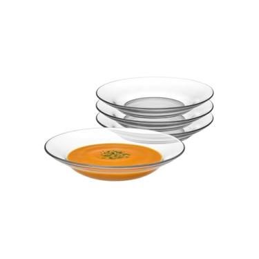 Imagem de Conjunto 4 Pratos Fundos Milly, Vidro Transparente, 22cm de Diâmetro, 390g, para Sopas e Massas