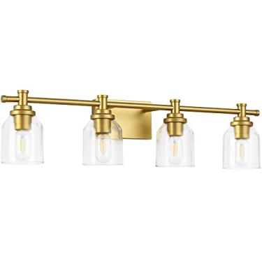 Imagem de SOLFART Luminárias De Banheiro Sobre Espelho, Arandela Parede Dourada, 4 Luzes