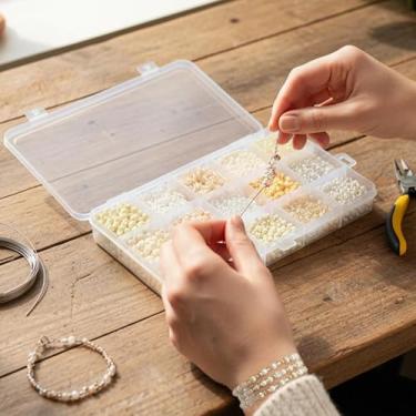 Imagem de Conjunto de 1600 contas de vidro para fabricação de joias, 15 grades DIY sortidas de contas coloridas para artesanato, miçangas e acessórios