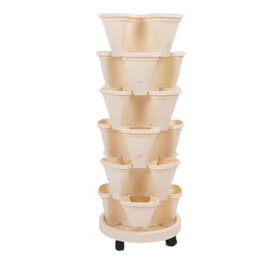 Imagem de KUIDAMOS Vaso de Flores Empilhável, Multicamadas, Economizador de Espaço, Plantador de Jardim Vertical para Casa, Varanda, Jardinagem, Plástico, 6x4 Folhas, Conjunto de Vaso de Flores