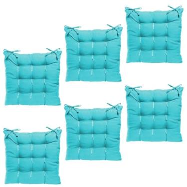Imagem de Kit Assento Futon 40x40cm Oxford Liso com 6 Peças – Praticidade e Conforto(Turquesa)