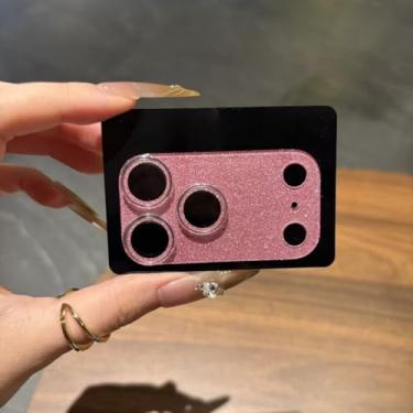 Imagem de Capa protetora para câmera de cobertura completa com pérola brilhante, para iPhone 17 Pro/17 Pro Max, para 17 lentes de vidro temperado capa traseira (rosa, para 17 PorMax)