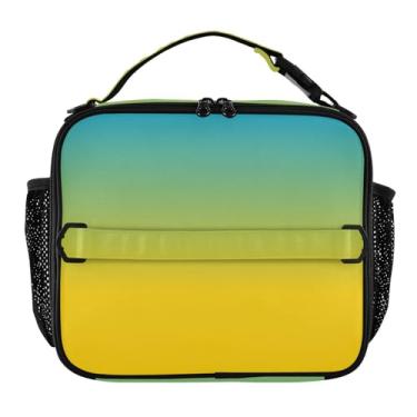 Imagem de Joisal Lancheira masculina azul amarela gradiente para trabalho Bento lancheira à prova de vazamento térmica