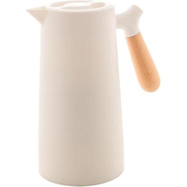 Imagem de Garrafa Térmica 1L com Cabo de Madeira Para Café, Chá e Água | Isolamento Térmico Eficiente e Design Moderno (MARRON)