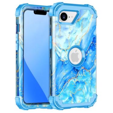 Imagem de Casetego Capa para iPhone 16e, proteção resistente à prova de choque, resistente, de três camadas, policarbonato rígido + TPU macio para meninas para Apple iPhone 16e de 6,1 polegadas, azul celeste